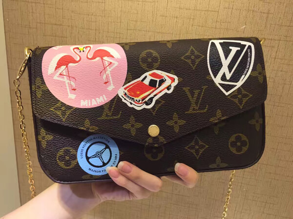 POCHETTE FELICIE ルイヴィトン スーパーコピー ルイヴィトン 限定ポシェット M62145 ステッカーショルダーバッグ